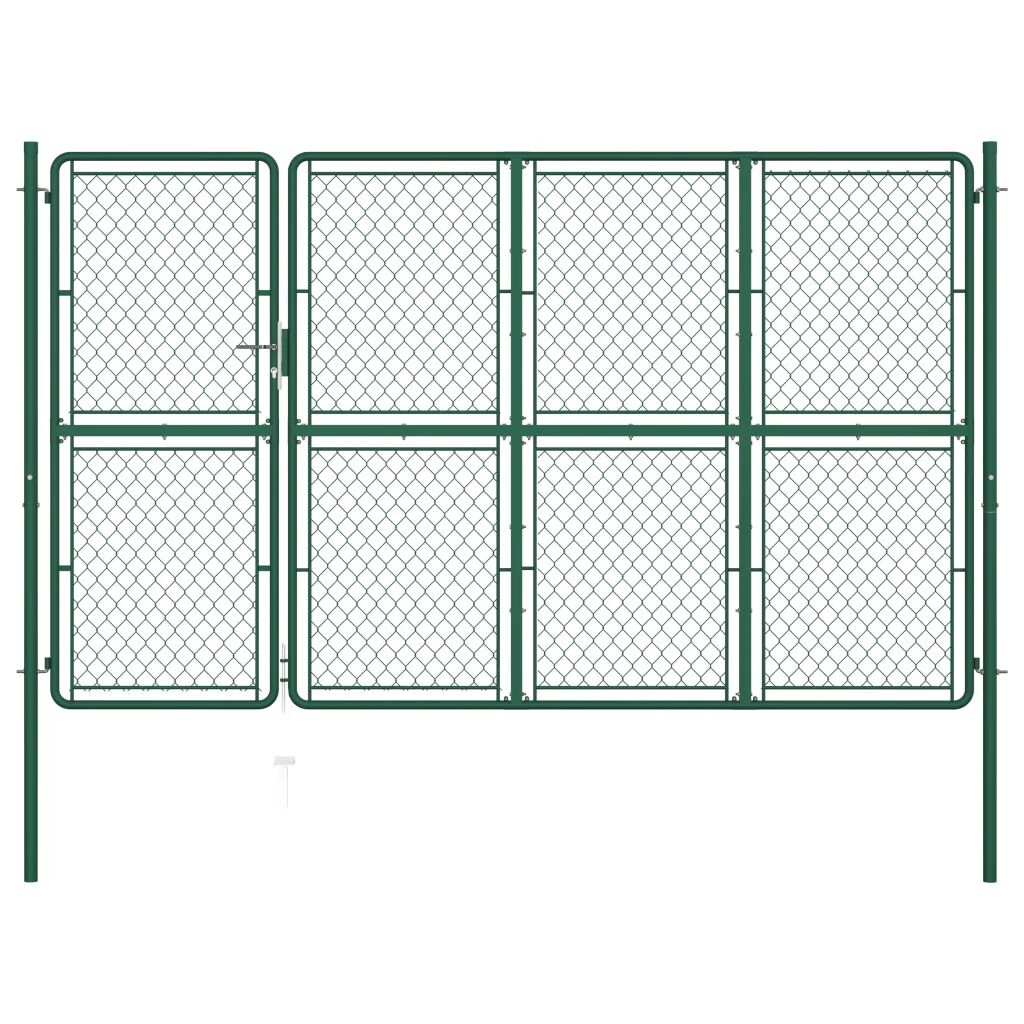 vidaXL Záhradná brána, oceľ 150x350 cm, zelená