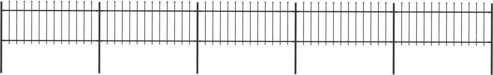 vidaXL Oceľový záhradný plot so špicatými vrchmi čierny 8,5x0,8 m