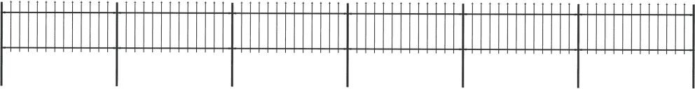 vidaXL Oceľový záhradný plot so špicatými vrchmi čierny 10,2x0,8 m