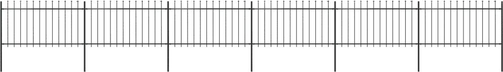 vidaXL Oceľový záhradný plot so špicatými vrchmi čierny 10,2x1 m
