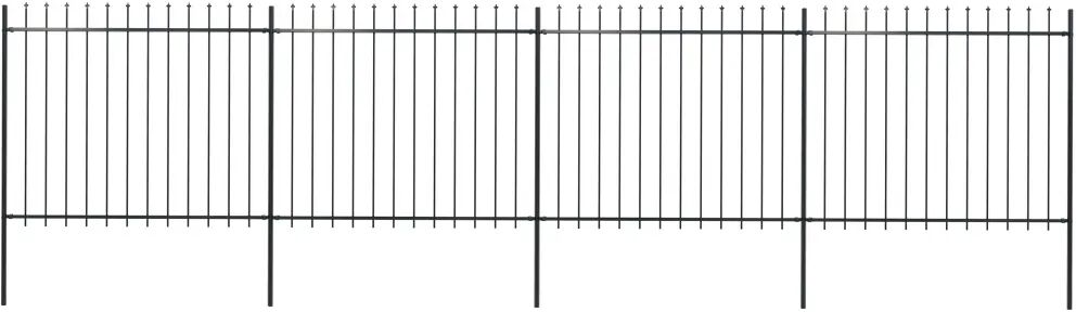 vidaXL Oceľový záhradný plot so špicatými vrchmi čierny 6,8x1,5 m