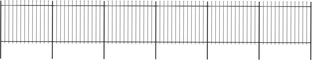 vidaXL Oceľový záhradný plot so špicatými vrchmi čierny 10,2x1,5 m