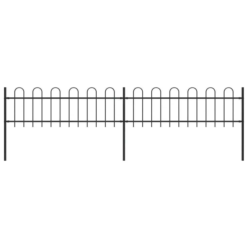 vidaXL Záhradný plot s oblúkovým zakončením, oceľ 3,4x0,6 m, čierny