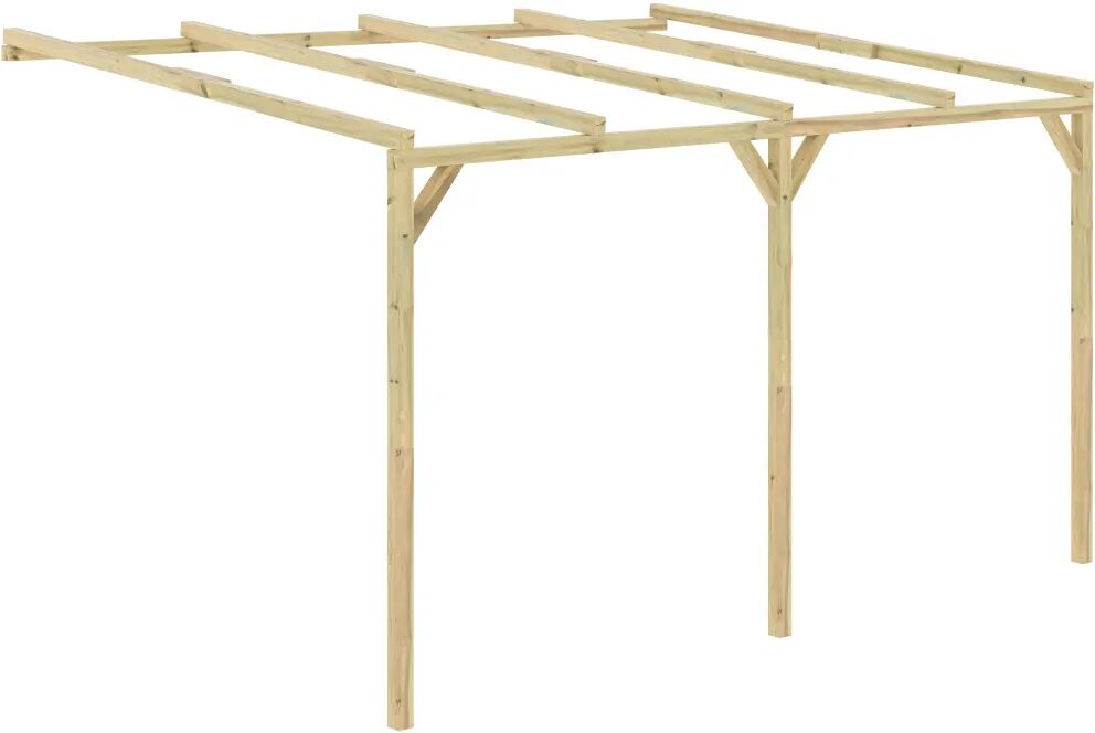 vidaXL Pergola k stene domu 4x3x2,1 m, drevo