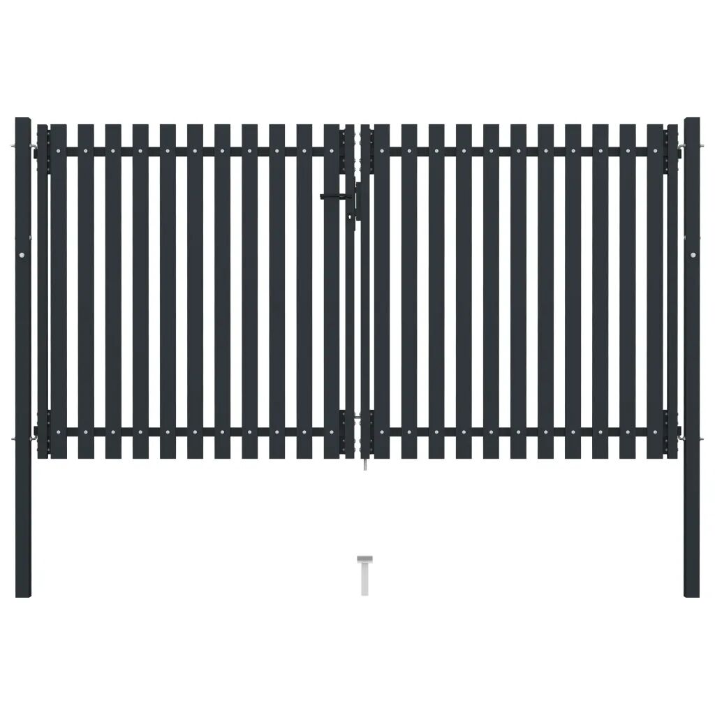 vidaXL Dvojkrídlová plotová brána, oceľ 306x220 cm, antracitová