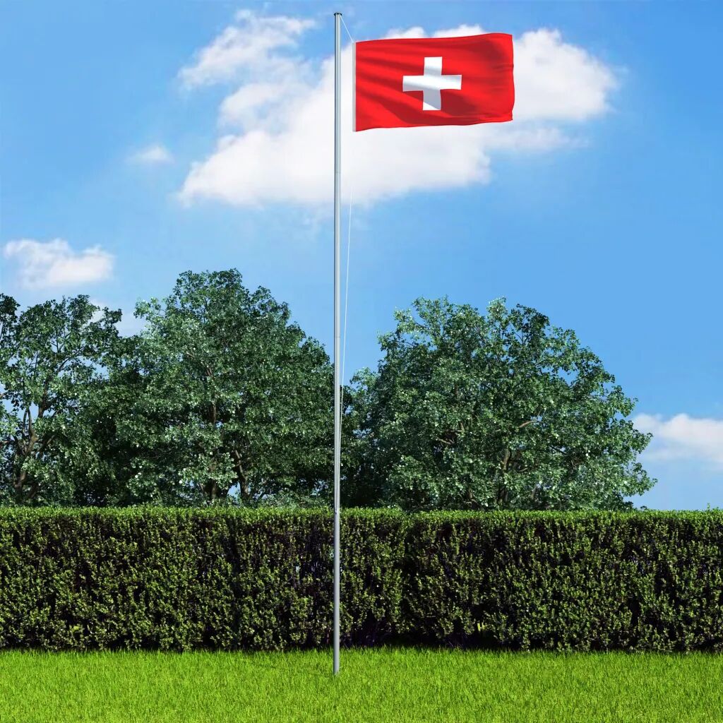 vidaXL Švajčiarska vlajka a stĺp 6,2 m hliníkový