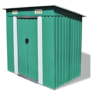 WFX Utility vidaXL Garden Shed Metal Outdoor Patio Storage Organiser Cabin Multi Colours green/black 66.04 H x 20.32 W x 208.28 D cm