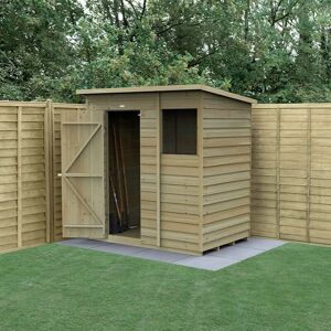 FOREST GARDEN 6' x 4' Forest 4Life 25yr Guarantee Overlap Pressure Treated Pent Wooden Shed (1.98m x 1.4m) - Natural Timber