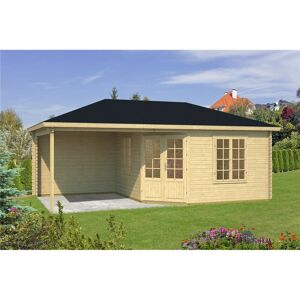 Clifton Log Cabins - 6.8m x 3.8m Budget Apex Log Cabin + Porch (225) - Double Glazing (40mm Wall Thickness)