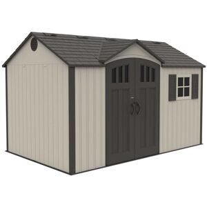 Salford Plastic Sheds - Oos - Back October 2021 - 12.5 x 8 Life Plus Plastic Apex Shed With Plastic Floor + 1 Window (3.81m x 2.43m)