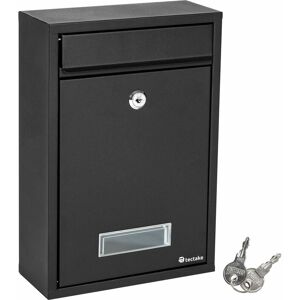 TECTAKE Mailbox Steel, secure post box - letterbox, post box, secure mailbox - black - black