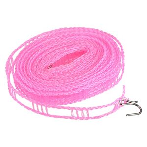 sourcing map Portable Clothesline, 16.4ft Nylon Windproof Non-Slip Washing Line Rope for Courtyard Outdoor Travel Camping Laundry Drying, Pink