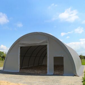 Toolport 9.15x26m 3.5x3.5m Drive Through Arched Storage Tent / Hangar, extra stable, PRIMEtex 2300 fire resistant, grey - (121226)