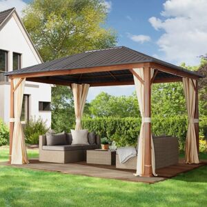 Toolport Garden gazebo Forest Superior 3x4m, champagne with oak finish - (300183)