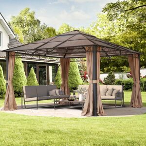 Toolport Garden Gazebo Hardtop Rendezvous Deluxe cappuccino, 4x4m - (300189)