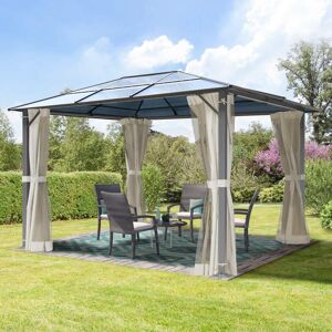 Toolport 3x3.65m garden gazebo, Hardtop, 4 sides, cream - (300199)