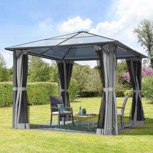 Toolport 3x3m garden gazebo, Hardtop, 4 sides, grey - (300214)