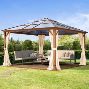 Toolport Garden Gazebo Hardtop Forest Deluxe 4x4m, champagne - (301347)