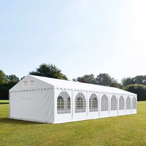 Toolport 6x20m 2.6m Sides Marquee / Party Tent w. ground frame, PVC 1400 fire resistant, white - (37524)