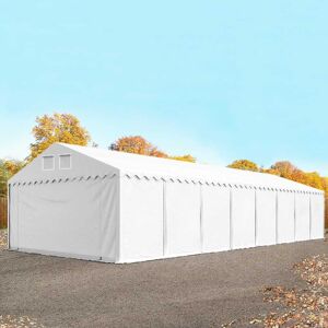 Toolport 6x20m 2.6m Sides Storage Tent / Shelter w. ground frame, PVC 1400 fire resistant, white without statics package - (37525)