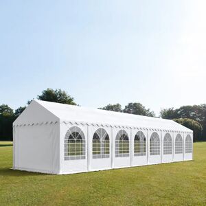 Toolport 4x16m 2.6m Sides Marquee / Party Tent w. ground frame, PVC 1400 fire resistant, white - (37654)