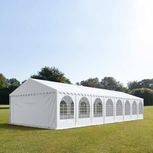 Toolport 6x16m 2.6m Sides Marquee / Party Tent w. ground frame, PVC 1400 fire resistant, white - (37655)
