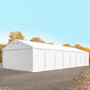 Toolport 6x16m 2.6m Sides Storage Tent / Shelter w. ground frame, PVC 1400 fire resistant, white without statics package - (37659)