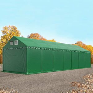 Toolport 4x14m 2.6m Sides Storage Tent / Shelter w. ground frame, PVC 800, dark green without statics package - (37699)
