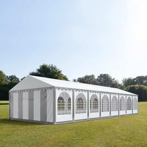 Toolport 6x16m 2.6m Sides Marquee / Party Tent w. ground frame, PVC 1400 fire resistant, grey-white - (37711)