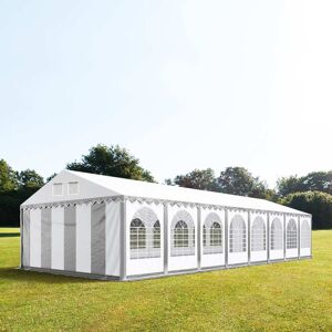 Toolport 6x18m 2.6m Sides Marquee / Party Tent w. ground frame, PVC 1400 fire resistant, grey-white - (37735)