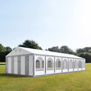 Toolport 6x28m 2.6m Sides Marquee / Party Tent w. ground frame, PVC 1400 fire resistant, grey-white - (38671)