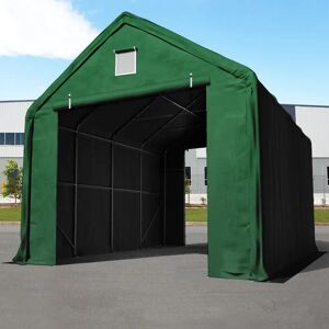 Toolport 4x8m 3x3m Drive Through Industrial Tent, PRIMEtex 2300 fire resistant, dark green with statics package (soft ground anchors) - (48665)