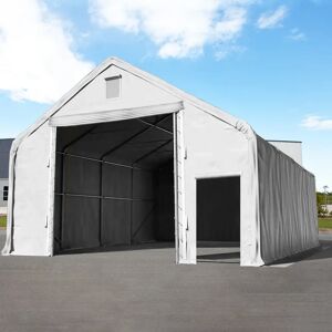 Toolport 8x8m 4x3.4m Drive Through Industrial Tent, PRIMEtex 2300 fire resistant, grey with statics package (soft ground anchors) - (48677)