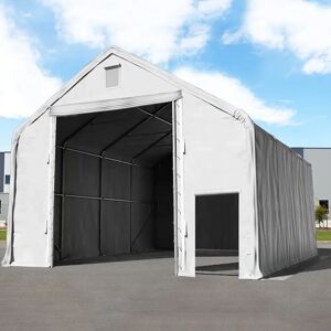 Toolport 8x8m 4x4.4m Drive Through Industrial Tent, PRIMEtex 2300 fire resistant, grey with statics package (soft ground anchors) - (48678)