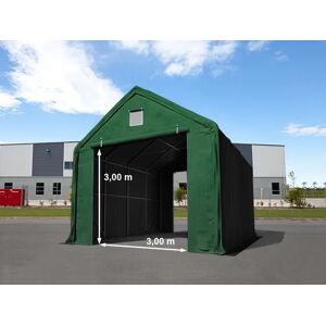 Toolport 4x8m 3x3m Drive Through Industrial Tent, PRIMEtex 2300 fire resistant, dark green with statics package (concrete anchors) - (48839)