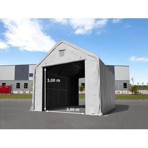 Toolport 4x8m 3x3m Drive Through Industrial Tent, PRIMEtex 2300 fire resistant, grey with statics package (concrete anchors) - (48840)