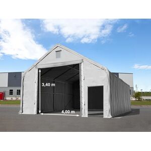 Toolport 8x8m 4x3.4m Drive Through Industrial Tent, PRIMEtex 2300 fire resistant, grey with statics package (concrete anchors) - (48851)