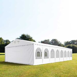 Toolport 8x28m 2.6m Sides Marquee / Party Tent w. ground frame, PVC 1400 fire resistant, white - (49239)