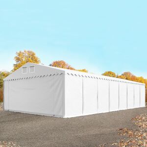 Toolport 8x36m 2.6m Sides Storage Tent / Shelter w. ground frame, PVC 800, white with statics package (concrete anchors) - (49303)