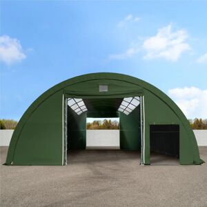 Toolport 9.15x20m 3.5x3.5m Drive Through Arched Storage Tent / Hangar with skylights, PRIMEtex 2300 fire resistant, dark green - (49662)