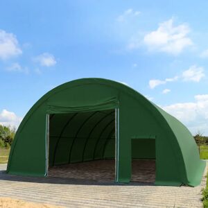 Toolport 9.15x12m 3.5x3.5m Drive Through Arched Storage Tent / Hangar, PE 350, dark green - (49663)