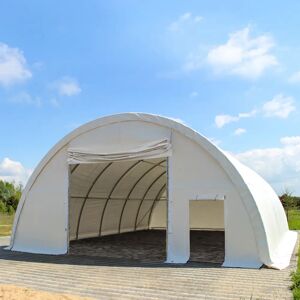 Toolport 9.15x12m 3.5x3.5m Drive Through Arched Storage Tent / Hangar, PE 350, white - (49665)