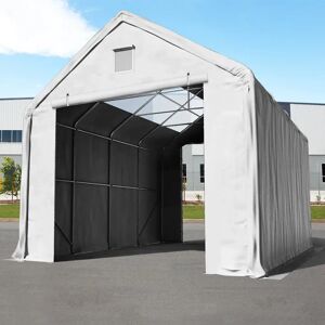 Toolport 4x8m 3x3.4m Drive Through Industrial Tent with skylights, PRIMEtex 2300 fire resistant, grey with statics package (soft ground anchors) - (49830)