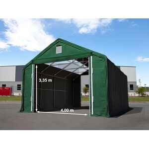 Toolport 6x12m 3x4.35m Drive Through Industrial Tent with skylights, PRIMEtex 2300 fire resistant, dark green with statics package (concrete anchors) - (49835)