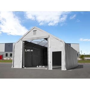 Toolport 8x12m 4x3.4m Drive Through Industrial Tent with skylights, PRIMEtex 2300 fire resistant, grey with statics package (concrete anchors) - (49837)