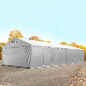 Toolport 5x24m 2.6m Sides Storage Tent / Shelter w. ground frame, PVC 800, grey with statics package (soft ground anchors) - (49854)