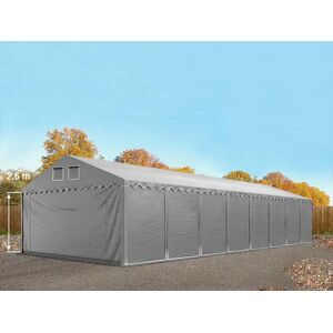 Toolport 5x24m 2.6m Sides Storage Tent / Shelter w. ground frame, PVC 800, grey with statics package (concrete anchors) - (49855)