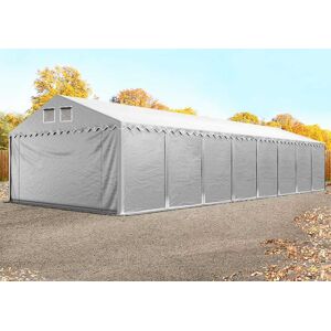 Toolport 5x20m 2.6m Sides Storage Tent / Shelter w. ground frame, PVC 800, grey with statics package (soft ground anchors) - (49873)