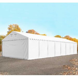 Toolport 5x18m 2.6m Sides Storage Tent / Shelter w. ground frame, PVC 800, white with statics package (soft ground anchors) - (518518)