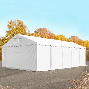 Toolport 6x10m 2.6m Sides Storage Tent / Shelter w. ground frame, PVC 1400 fire resistant, white with statics package (soft ground anchors) - (57525)